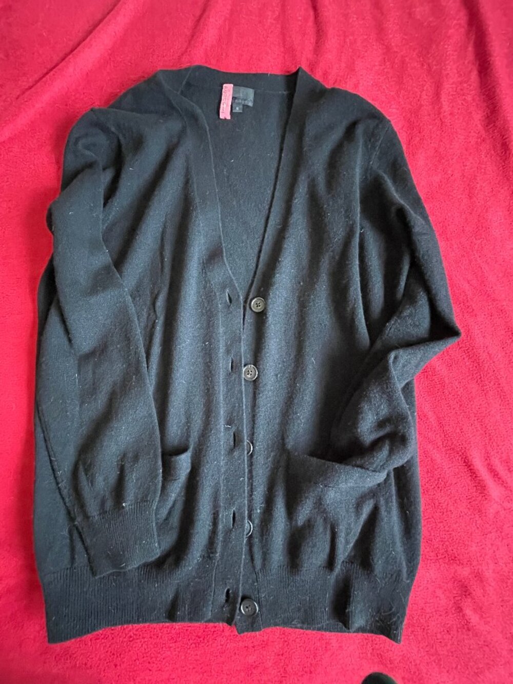 J. Crew Cashmere V-Neck Buttoned Sweater Black S